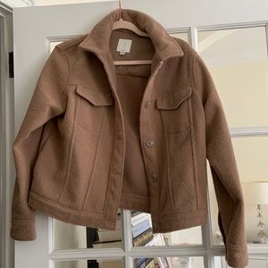 Joie cute fall shacket light brown soft button up cozy designer jacket